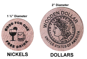 Wooden Nickel and Wooden Dollar Dimensions